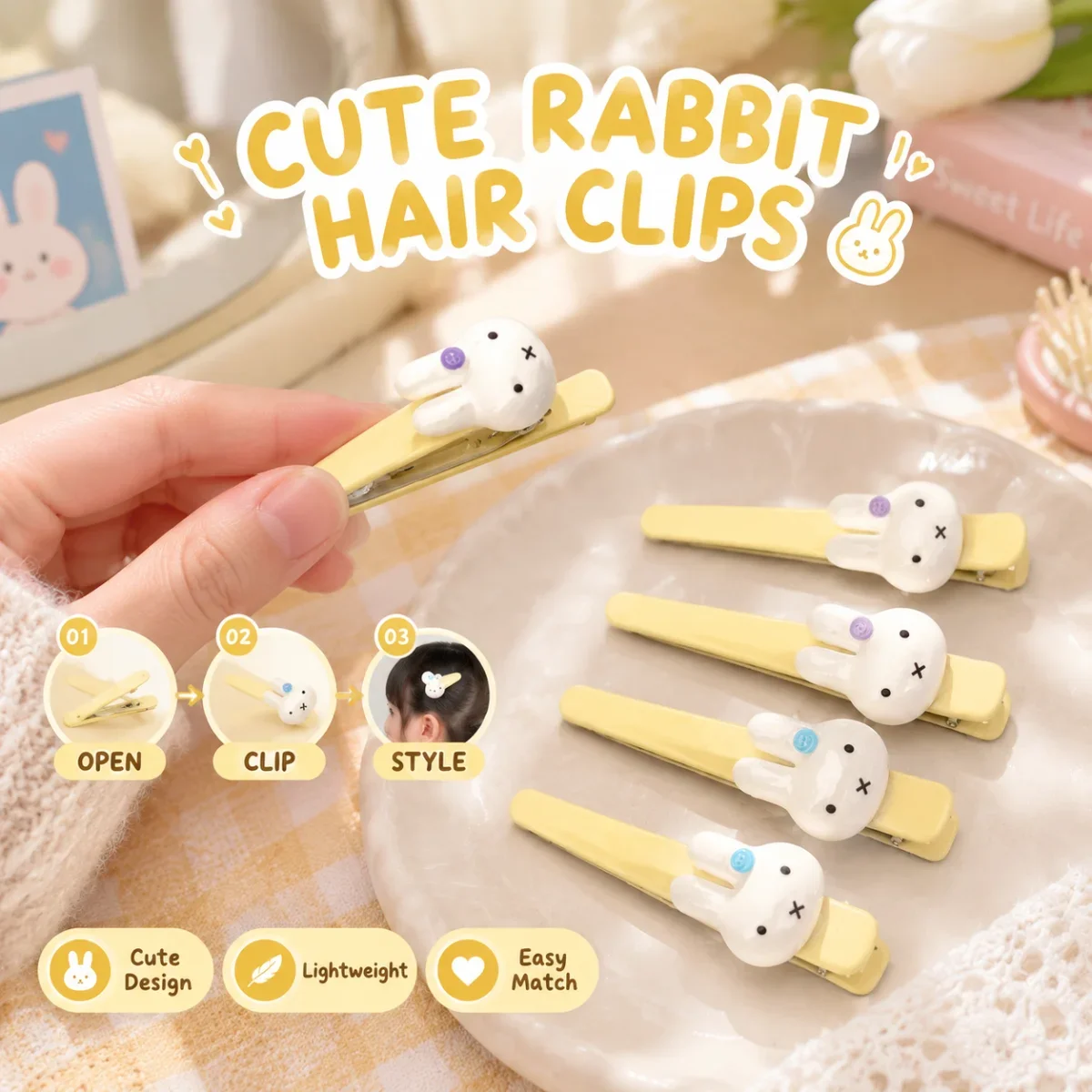 Hair Bundles - Miffy Tavşan Saç Tokası, 2 veya
