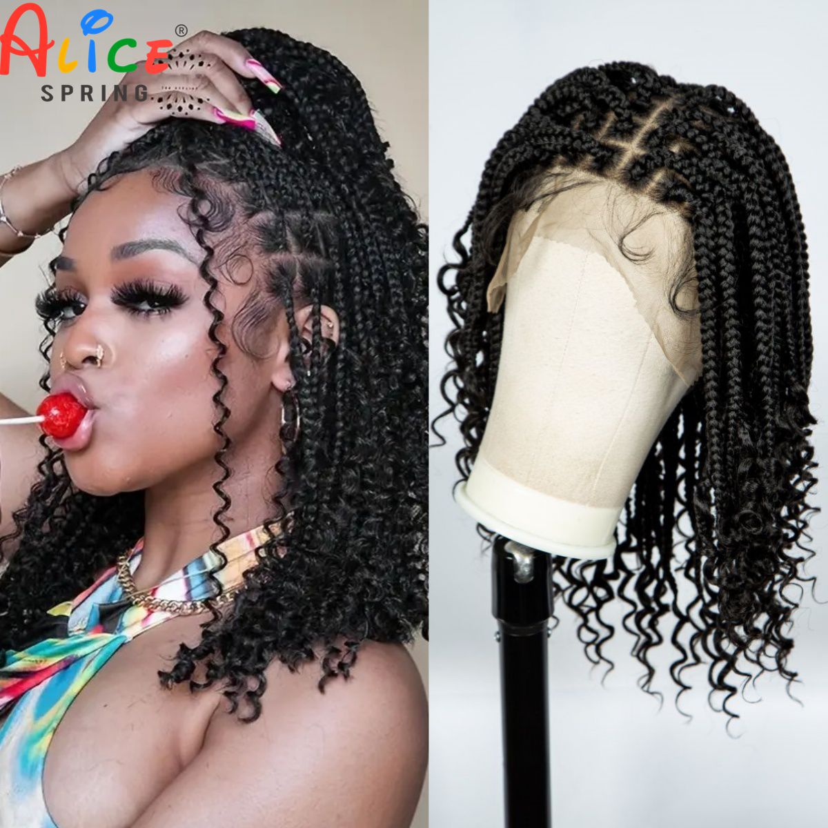 Kıvırcık Uçlu Düğümsüz Kutu Ör - Synthetic Braided Wigs For Black Women incelemesi ve fiyatı