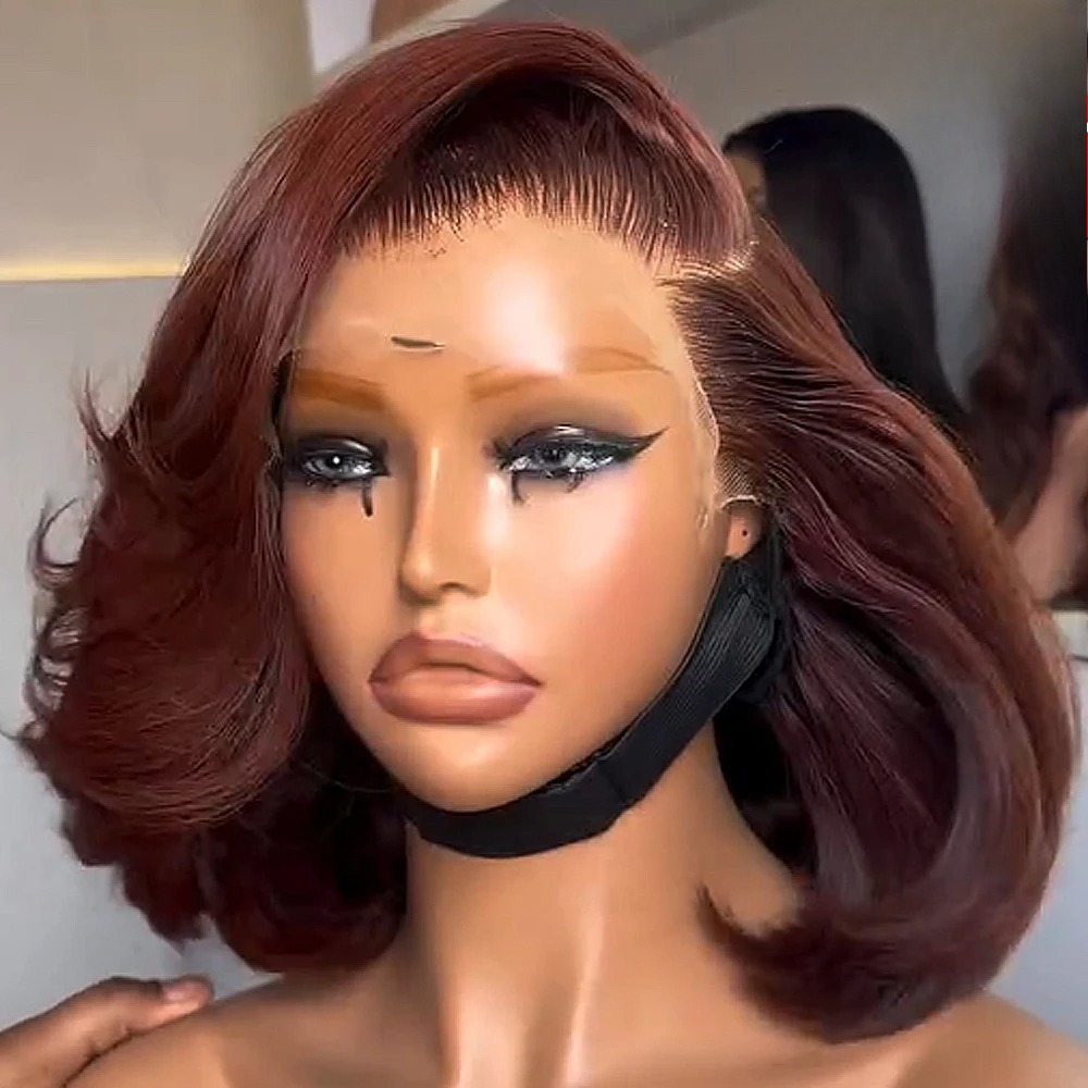 Bob Kırmızımsı Kahverengi HD 1 - Pre Parted 13X4 Lace Front Bob Wig incelemesi ve fiyatı