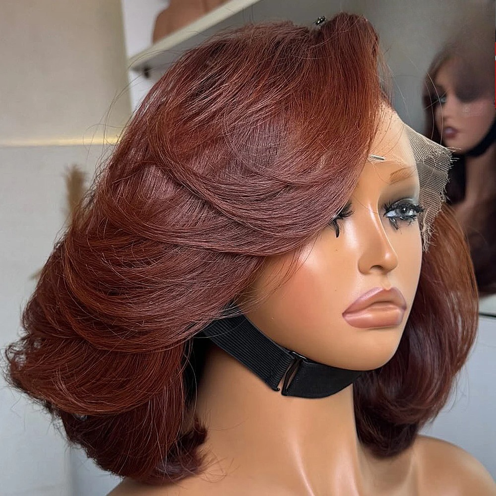 Bob Kırmızımsı Kahverengi HD 1 - Pre Parted 13X4 Lace Front Bob Wig incelemesi ve fiyatı