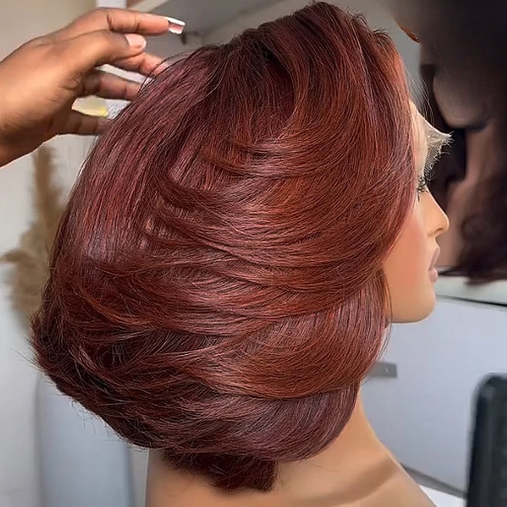 Bob Kırmızımsı Kahverengi HD 1 - Pre Parted 13X4 Lace Front Bob Wig incelemesi ve fiyatı
