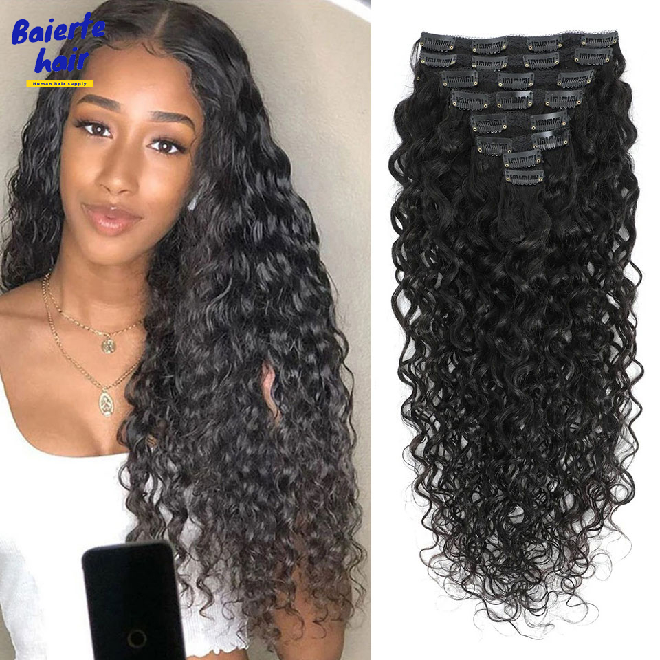 8-24 İnç Su Dalgası Kıvırcık K - Seamless Clip In Hair Extensions Human Hair incelemesi ve fiyatı